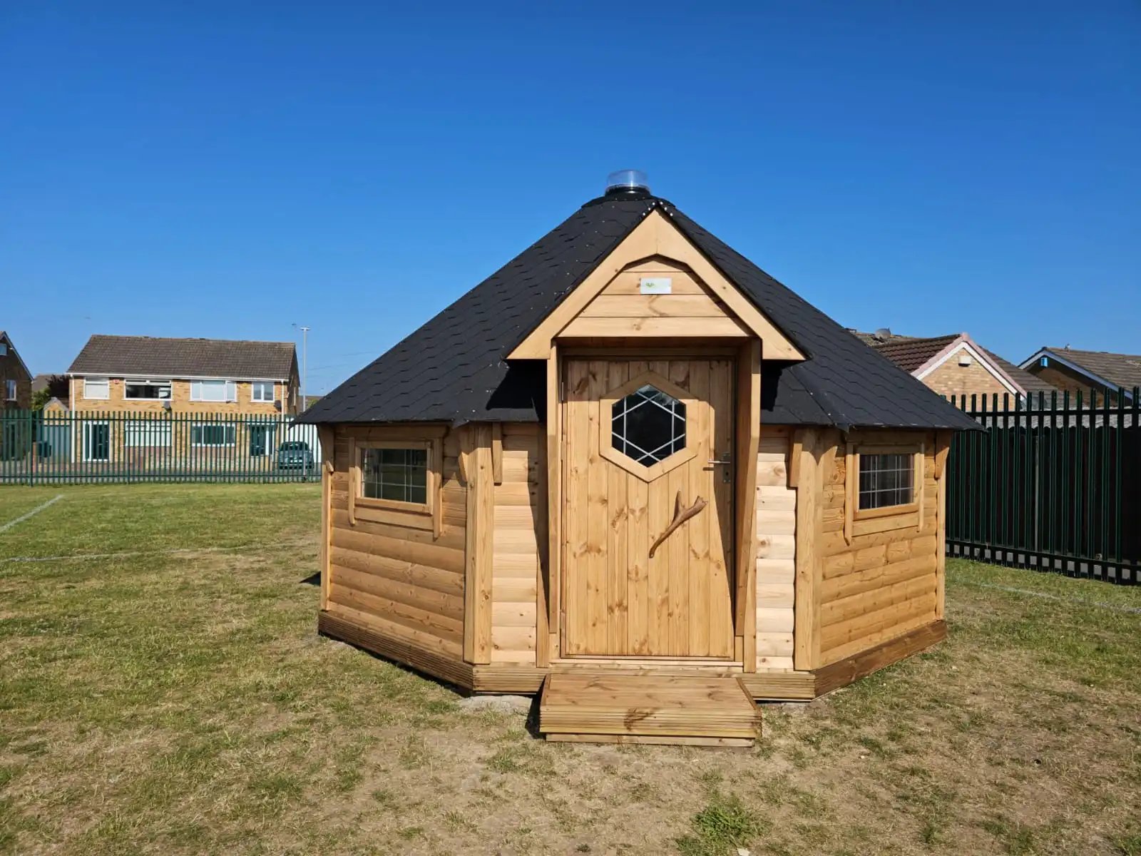 hobbit hut on playground for outdoor education